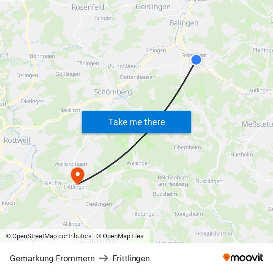 Gemarkung Frommern to Frittlingen map