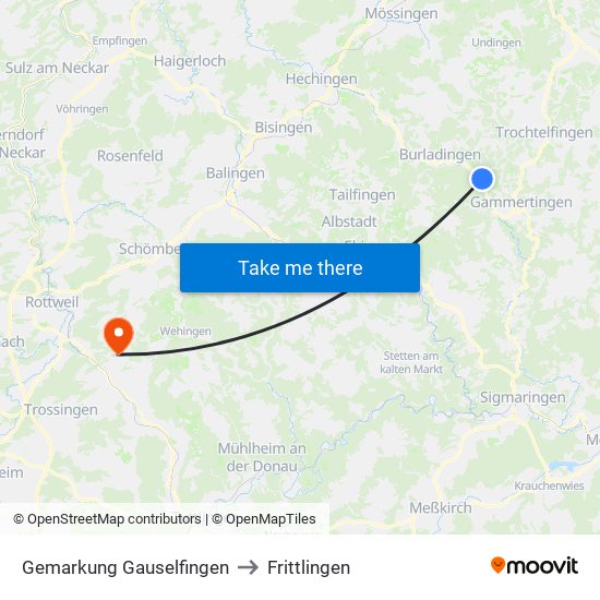 Gemarkung Gauselfingen to Frittlingen map