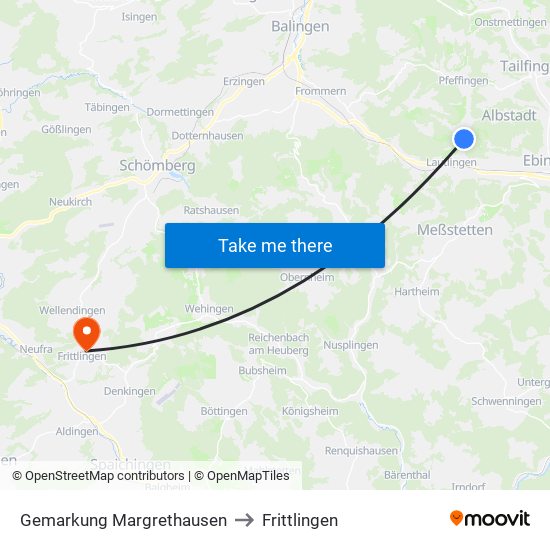Gemarkung Margrethausen to Frittlingen map