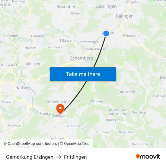 Gemarkung Erzingen to Frittlingen map