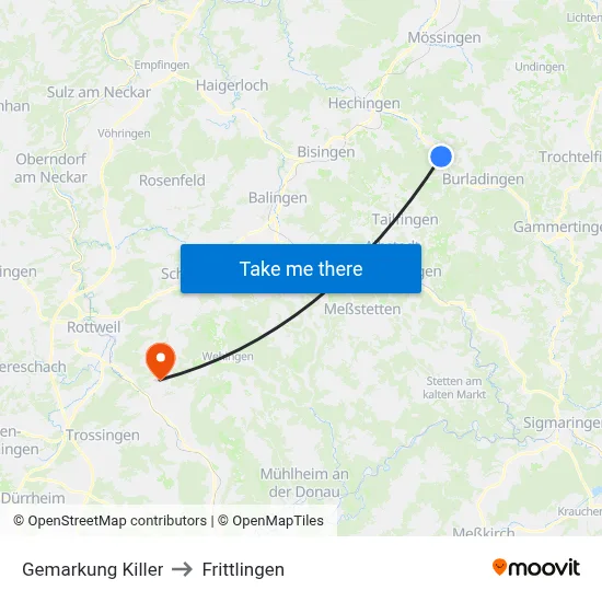 Gemarkung Killer to Frittlingen map