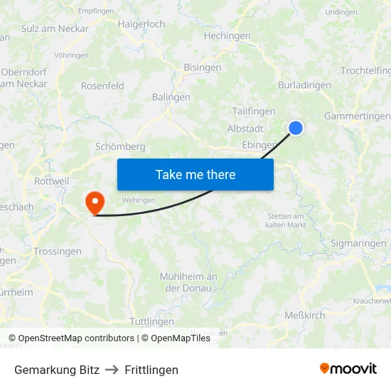 Gemarkung Bitz to Frittlingen map