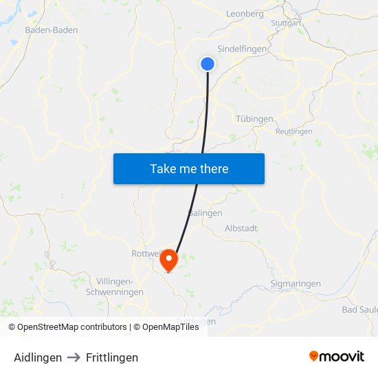 Aidlingen to Frittlingen map