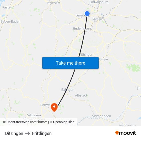 Ditzingen to Frittlingen map