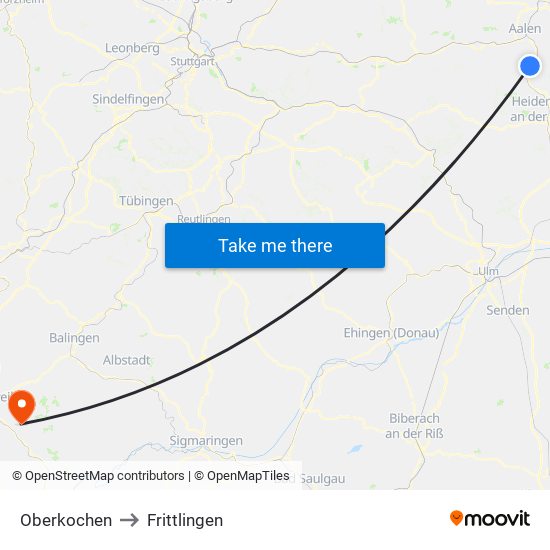 Oberkochen to Frittlingen map