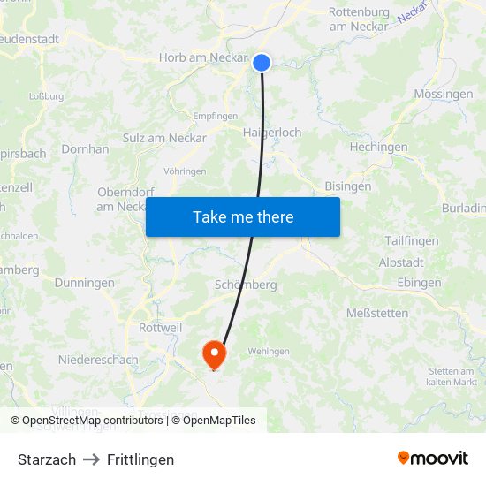 Starzach to Frittlingen map