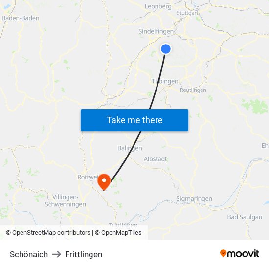 Schönaich to Frittlingen map