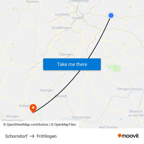 Schorndorf to Frittlingen map