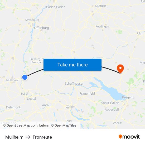 Müllheim to Fronreute map