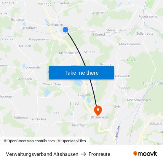 Verwaltungsverband Altshausen to Fronreute map