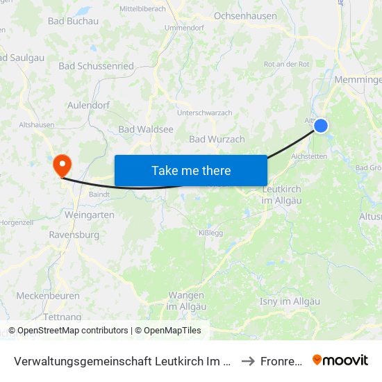 Verwaltungsgemeinschaft Leutkirch Im Allgäu to Fronreute map