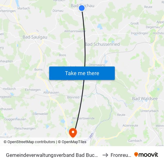 Gemeindeverwaltungsverband Bad Buchau to Fronreute map