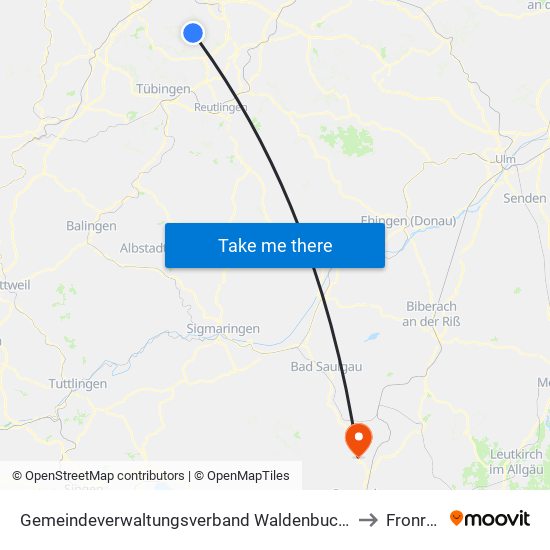 Gemeindeverwaltungsverband Waldenbuch/Steinenbronn to Fronreute map