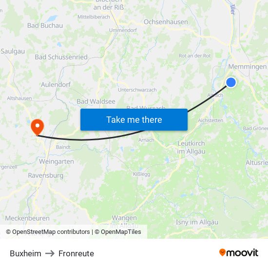 Buxheim to Fronreute map