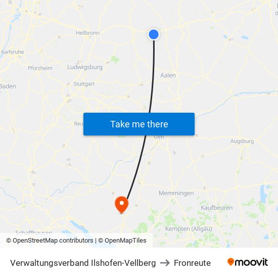 Verwaltungsverband Ilshofen-Vellberg to Fronreute map