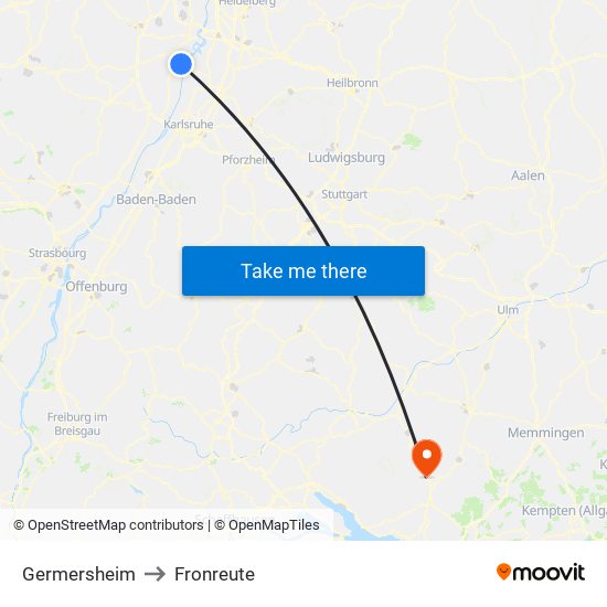 Germersheim to Fronreute map