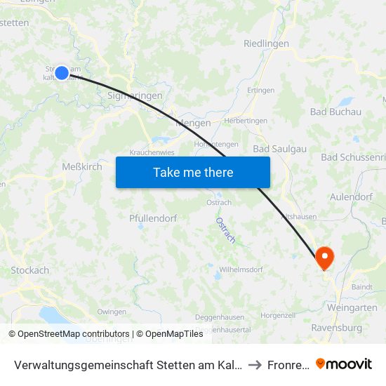 Verwaltungsgemeinschaft Stetten am Kalten Markt to Fronreute map