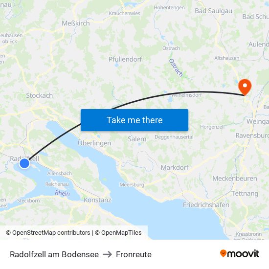 Radolfzell am Bodensee to Fronreute map