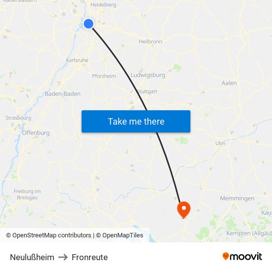 Neulußheim to Fronreute map