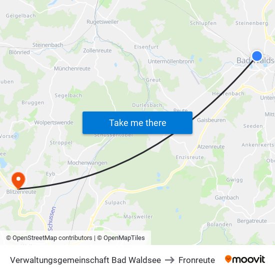 Verwaltungsgemeinschaft Bad Waldsee to Fronreute map