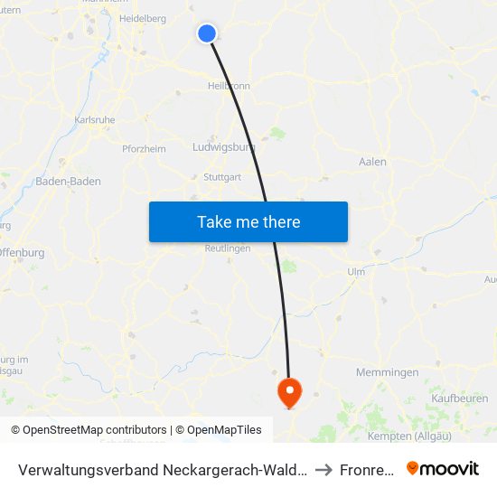 Verwaltungsverband Neckargerach-Waldbrunn to Fronreute map