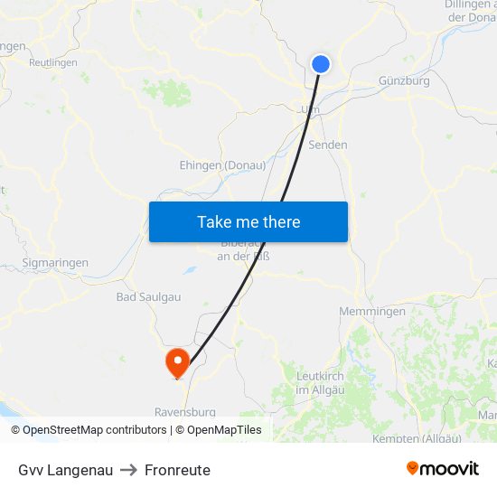 Gvv Langenau to Fronreute map