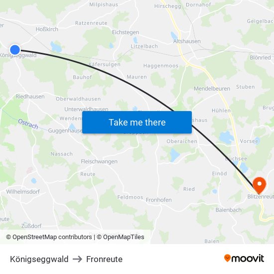 Königseggwald to Fronreute map