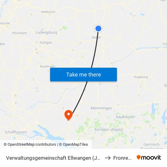 Verwaltungsgemeinschaft Ellwangen (Jagst) to Fronreute map