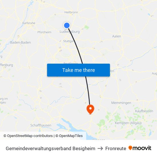 Gemeindeverwaltungsverband Besigheim to Fronreute map