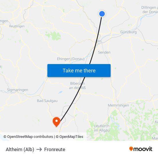 Altheim (Alb) to Fronreute map