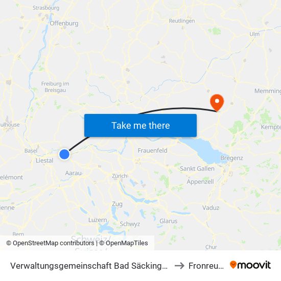 Verwaltungsgemeinschaft Bad Säckingen to Fronreute map
