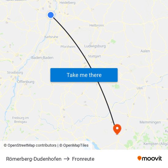 Römerberg-Dudenhofen to Fronreute map