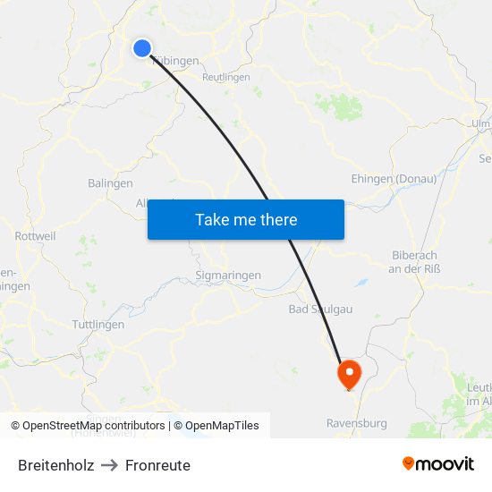 Breitenholz to Fronreute map