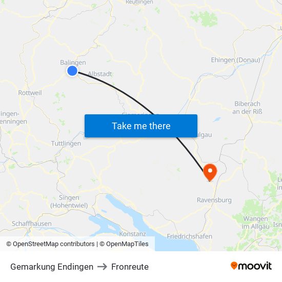 Gemarkung Endingen to Fronreute map