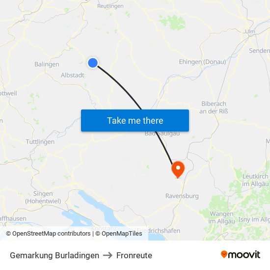 Gemarkung Burladingen to Fronreute map