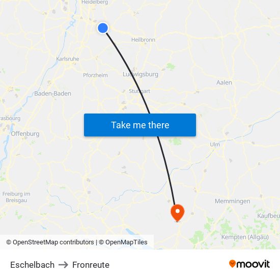 Eschelbach to Fronreute map