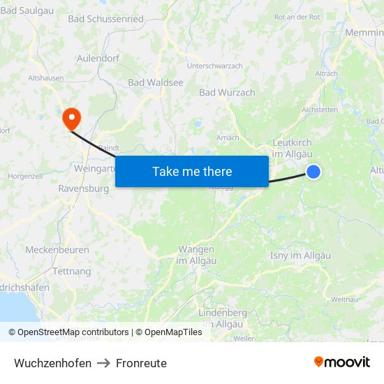 Wuchzenhofen to Fronreute map
