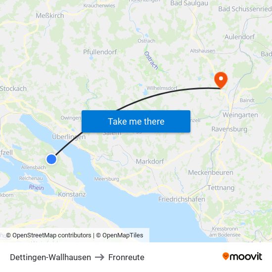 Dettingen-Wallhausen to Fronreute map