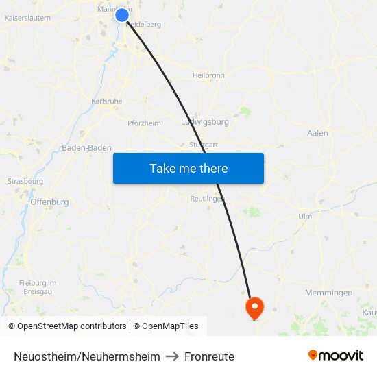 Neuostheim/Neuhermsheim to Fronreute map