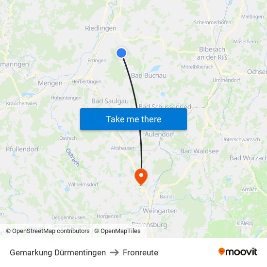 Gemarkung Dürmentingen to Fronreute map