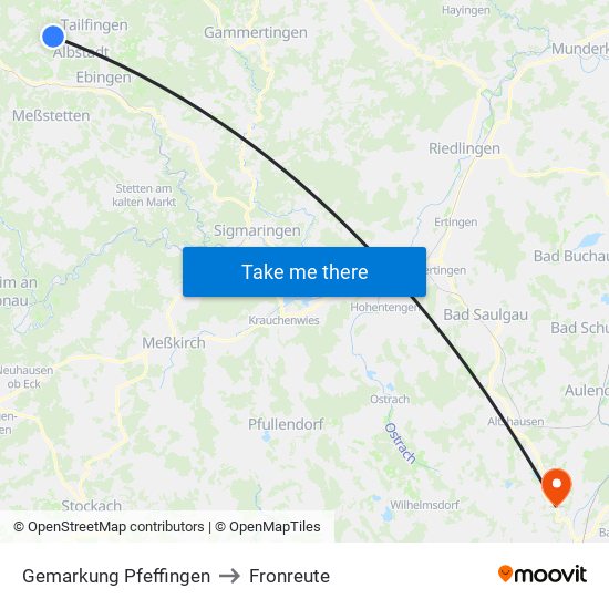 Gemarkung Pfeffingen to Fronreute map