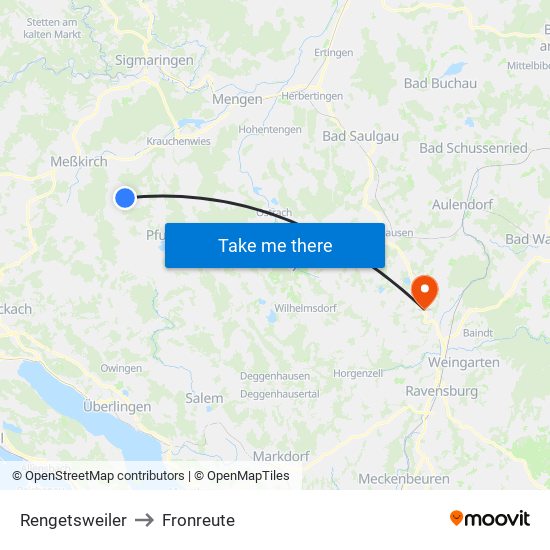 Rengetsweiler to Fronreute map