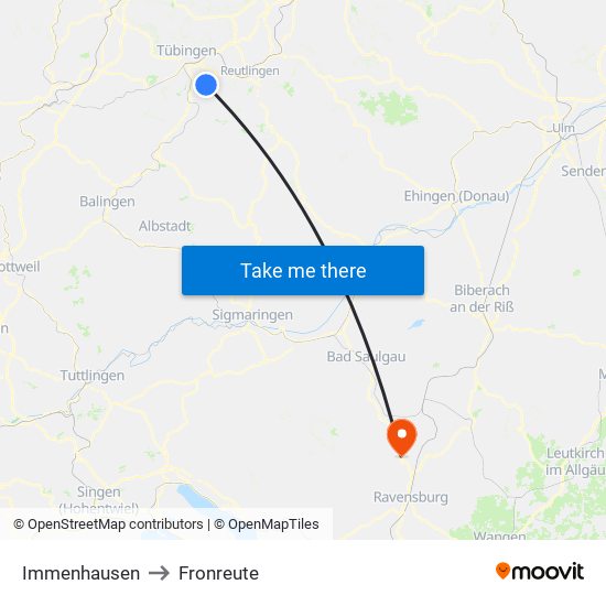 Immenhausen to Fronreute map