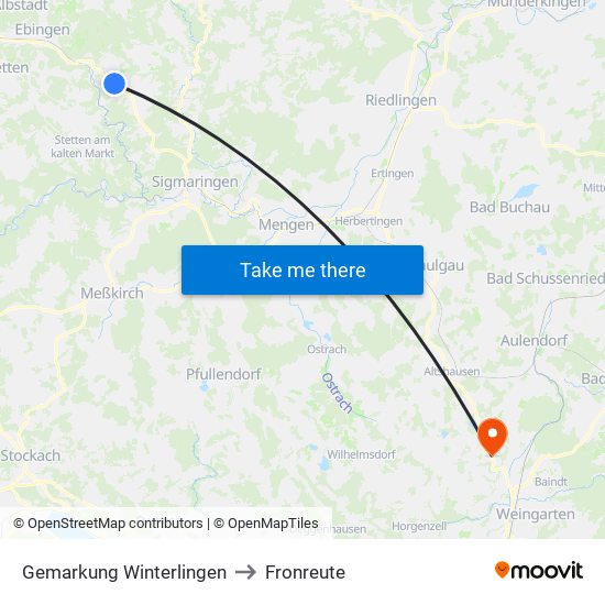 Gemarkung Winterlingen to Fronreute map