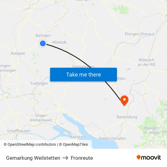 Gemarkung Weilstetten to Fronreute map