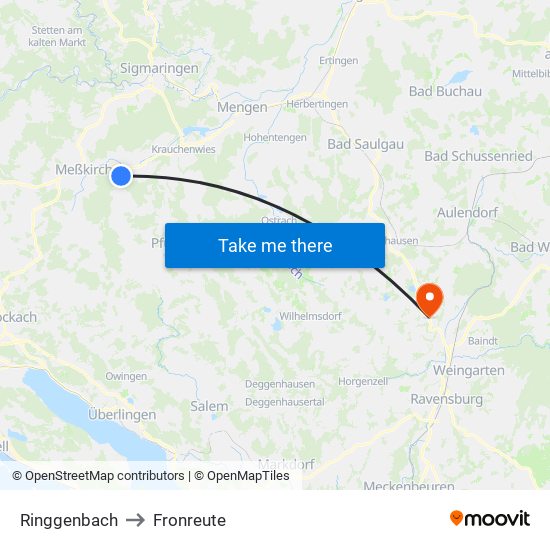 Ringgenbach to Fronreute map