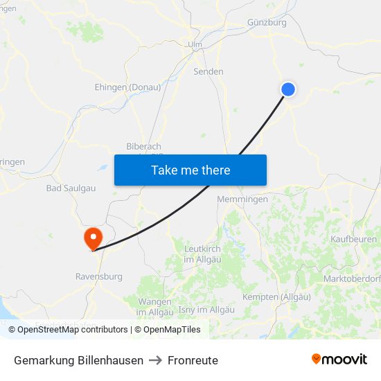 Gemarkung Billenhausen to Fronreute map