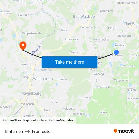 Eintürnen to Fronreute map
