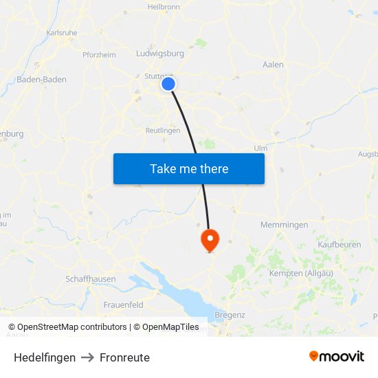 Hedelfingen to Fronreute map