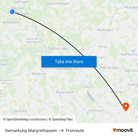 Gemarkung Margrethausen to Fronreute map